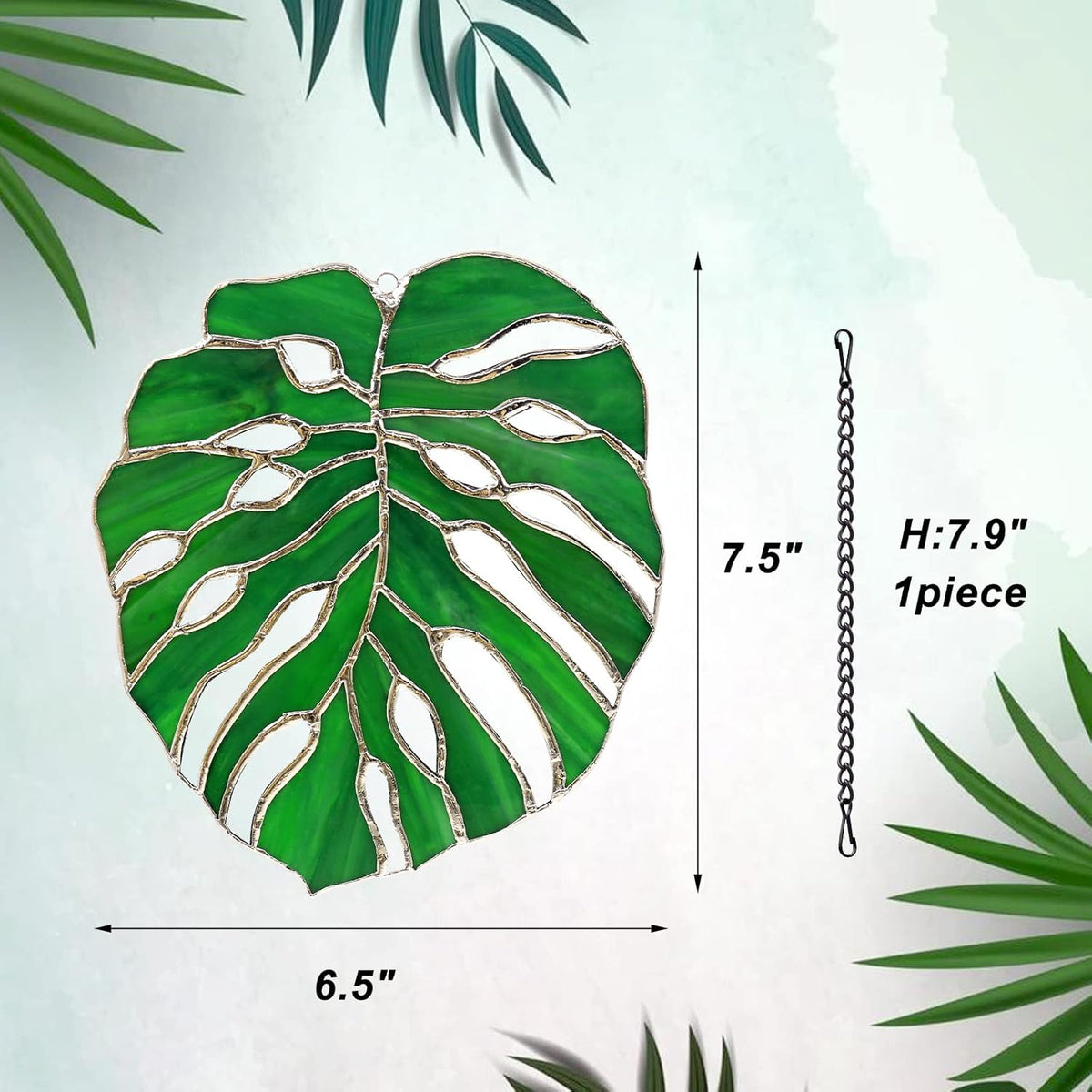 Tuitessine Monstera Suncatcher Stained Glass Leaf Exotic Jungle Tropical Decor Window Wall Hanging