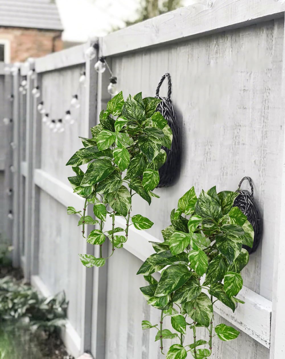 Hollyone Artificial Pothos Hanging Plants 25" Fake Ivy Vine Faux Ivy Pothos Leaves Hanging Plant