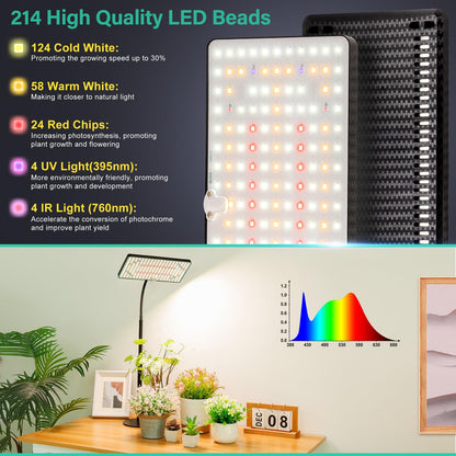LBW Desk Grow Light, 214 LEDs Full Spectrum Plant Light for Indoor Plants
