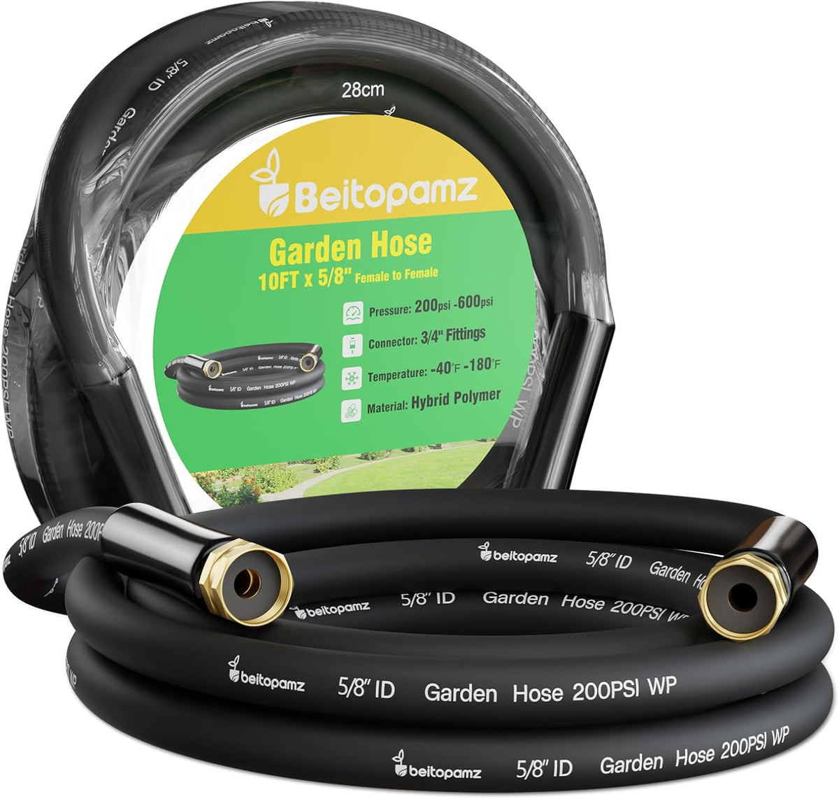 Short Garden Hose 10 ft x 5/8" Female to Female Hose Adapter, Heavy Duty Small Water Hose Extend
