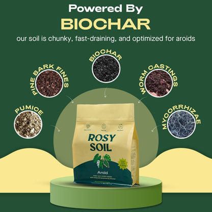 Rosy Soil Aroid Soil Potting Mix - Peat-Free, Microbially Active Biochar Powered Soil for Aroids