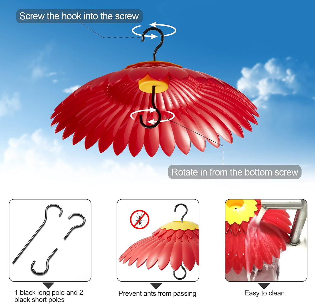 Squirrel Baffle Hummingbird Feeder Shade Cover Dome Shield Hang from Bird Feeders for Outdoors