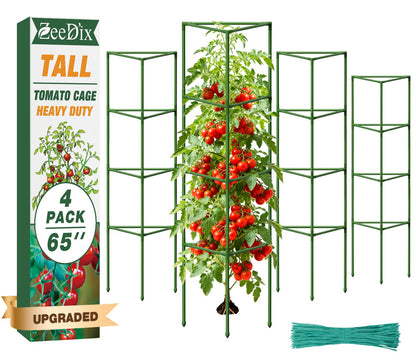 ZeeDix 65 Inch 4 Pack Heavy Duty Tall Tomato Cages for Garden