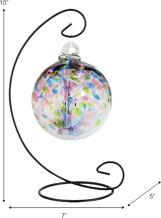 Dale Tiffany AC25004-D4 Rainbow Tree of Life Hand Blown Art Glass Ornament Witch Globe Gazing Ball