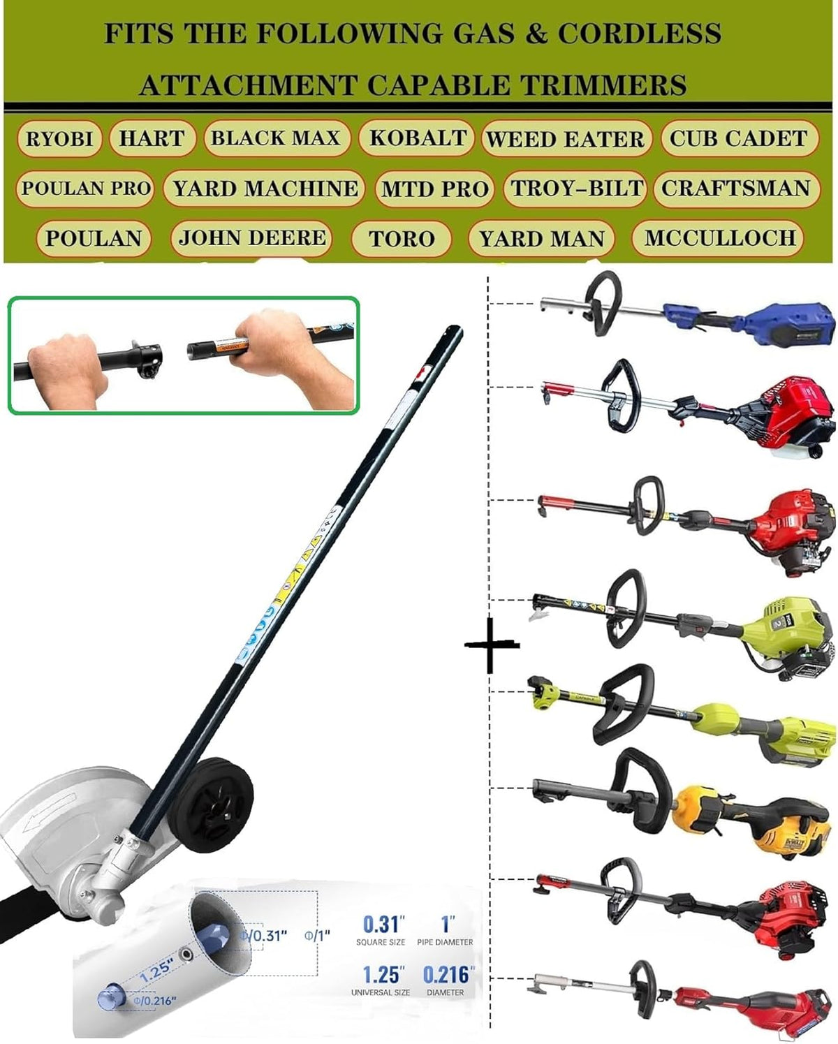 Universal Lawn Edger Attachment Compatible with Remington,Yardman, Snapper, Bolens, Murray