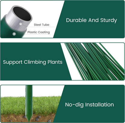 48 Inch 4 Ft Plant Support Garden Stakes 25 PCS, Sturdy Steel Plastic Coated Sticks for Outdoor