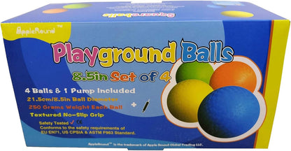 AppleRound 8.5-inch Dodgeball Playground Balls, Pack of 4 Balls with 1 Pump, Official Size for
