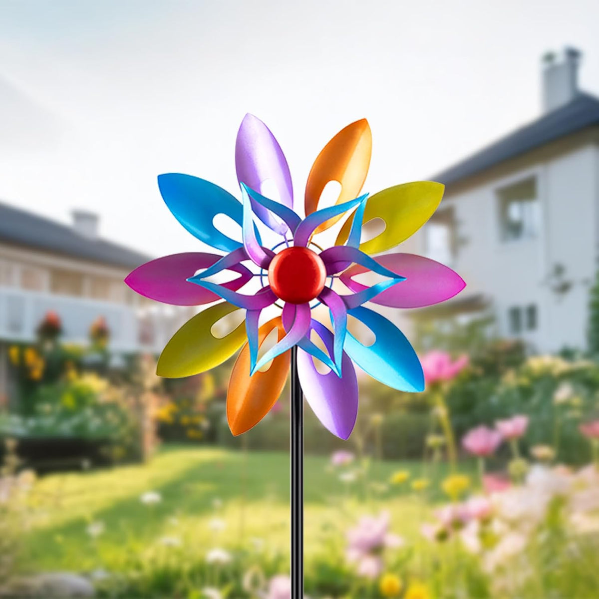 Wind Spinners Outdoor Garden Decor, 13 Inches Metal Windmill Yard Decorations Outdoor, Wind