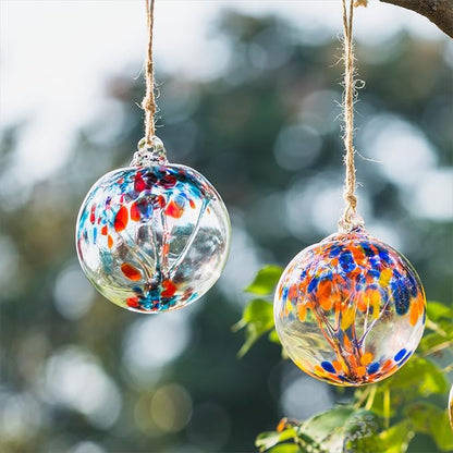 4” Tree of Life Witch Balls, Gazing Balls Hanging Friendship Balls, Hand-Blown Glass Christmas