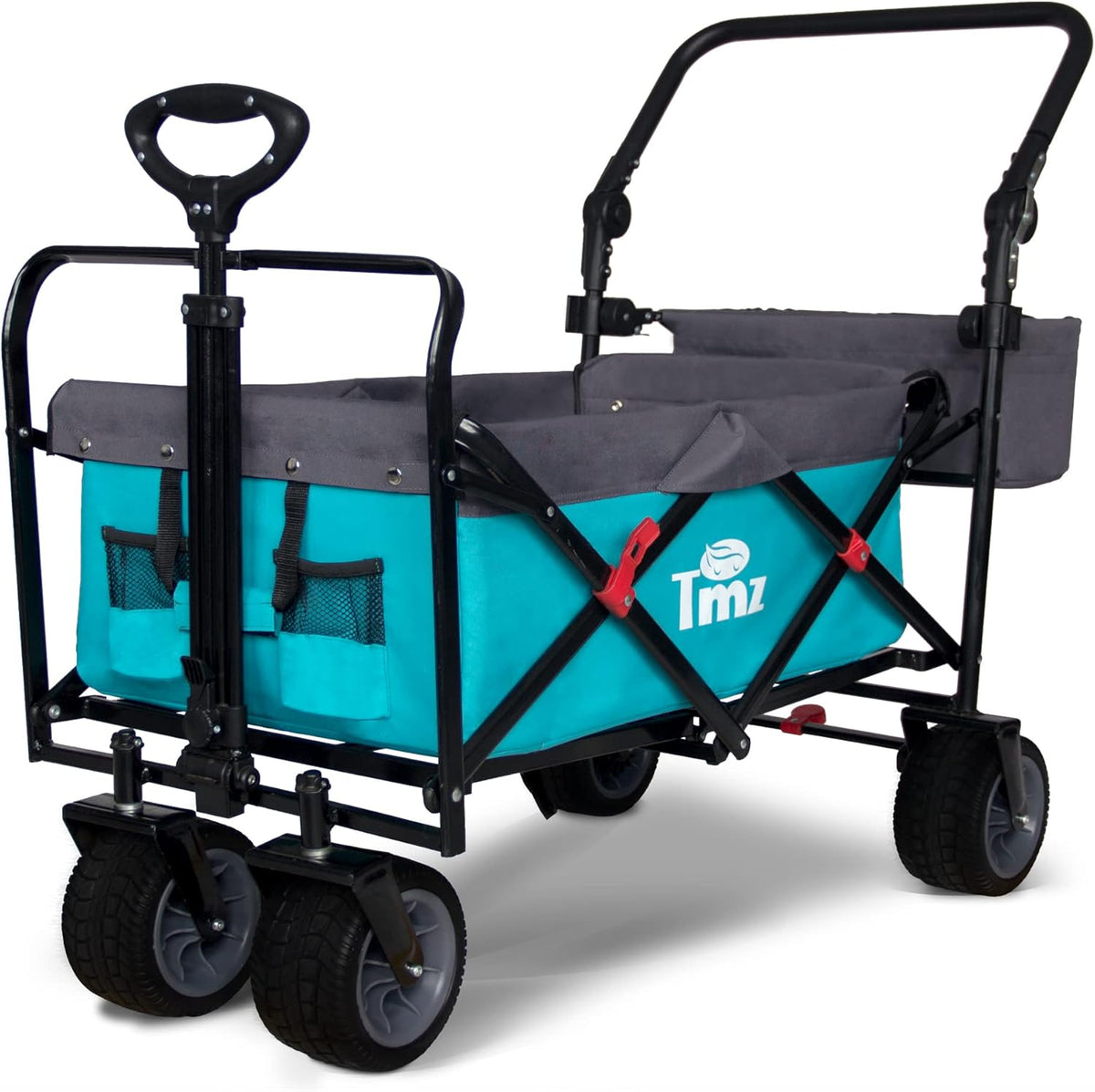 TMZ All Terrain Utility Folding Wagon, Collapsible Garden Cart, Heavy Duty Beach Wagon, for