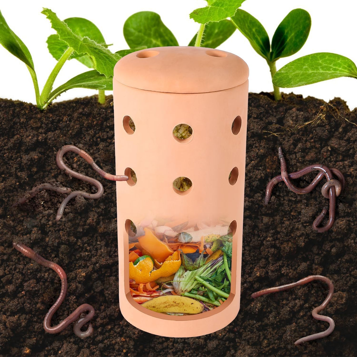 Underground Worm Farm Clay 10Inch Garden Composting bin Ceramics Outdoor Gardening from Kitchen