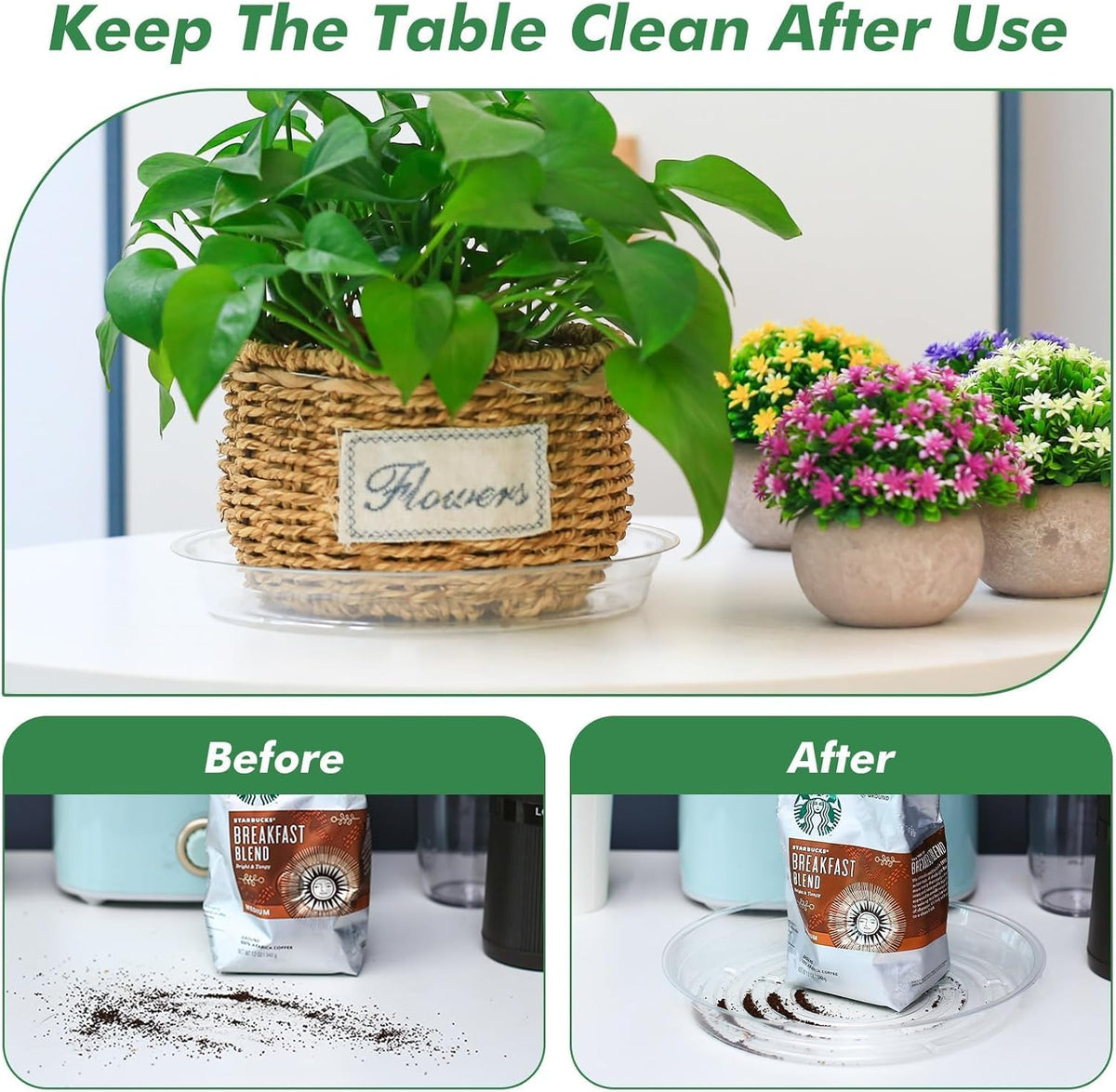 20 Pack Clear Plastic Plant Saucer 8 Inch Drip Trays Small Plant Plate Dish for Indoor Flower Pots