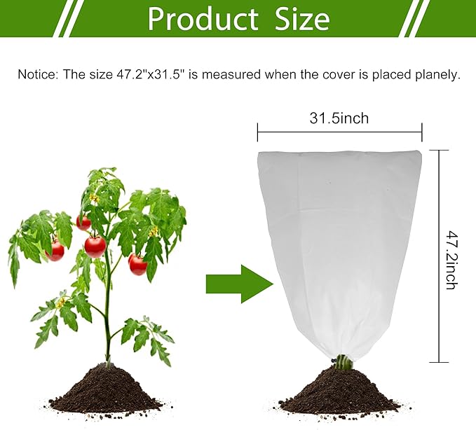 8 Pack Plant Covers Freeze Protection for Winter, 47.2"×31.5" Frost Cloths for Outdoor Plants Cold