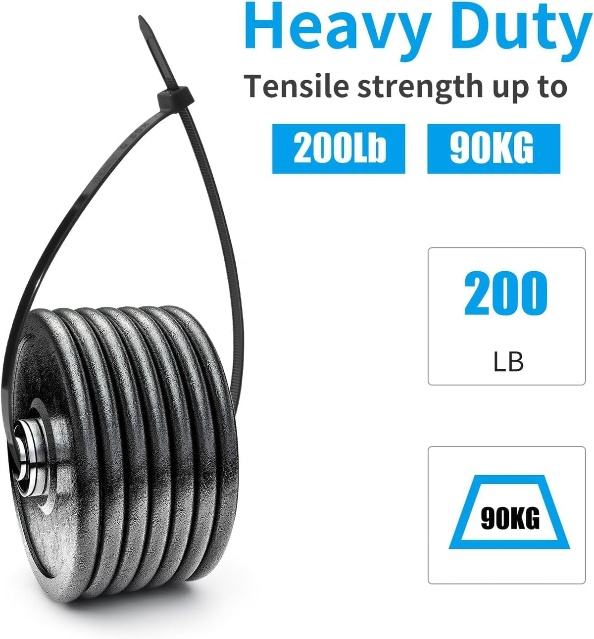 XINGO 16 Inch Black Large Zip Ties Heavy Duty 500 Pack, 200 LBS Ultra Strong Plastic Wire Ties