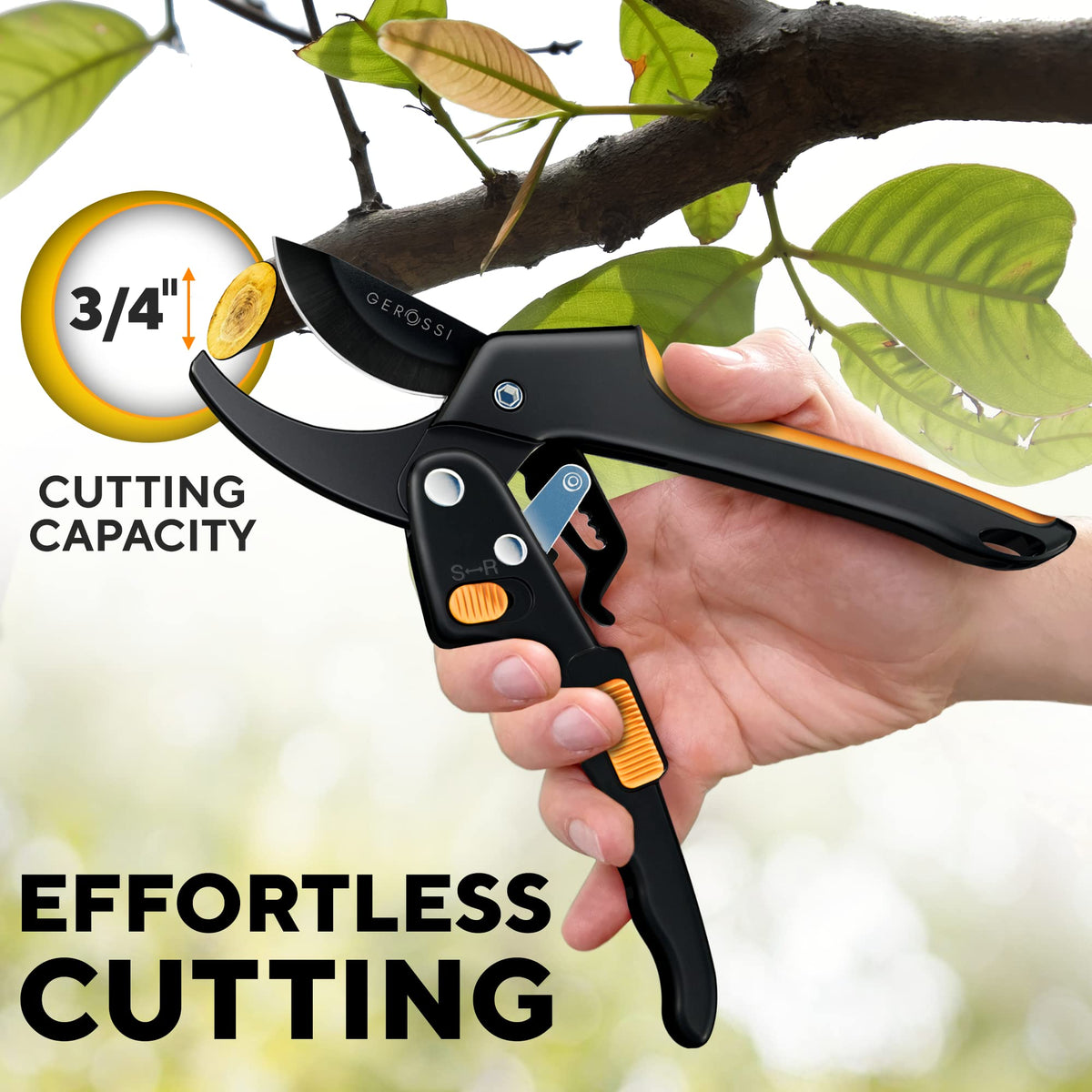 Ratchet Pruning Shears for Gardening Heavy Duty - Increases Cutting Power 3x - Perfect Ratchet