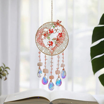 TUOKING Crystal Suncatchers for Window Pink Love Dreamy Crystal Natural Stone Sun Catchers Rainbow
