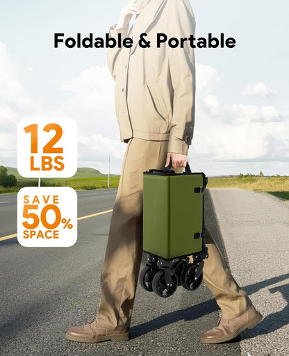 Collapsible Wagon Cart with Wheels 220lbs Foldable Wagon 120L Shopping Cart for Groceries Folding