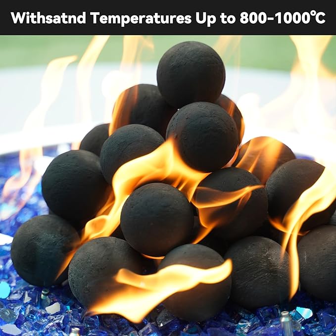 Skyflame 2-Inch Ceramic Fireplace Balls, 25PCS Round Fire Pit Balls for Indoor and Outdoor Fire