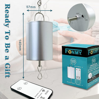 FONMY Disco Ball Motor with Remote Battery Operated 10RPM Hanging Display Rotating Motor for Wind