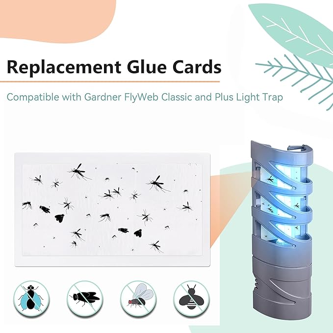 Qualirey 30 Pack Replacement Fly Glue Boards, Compatible with Gardner FlyWeb Fly Classic and Plus