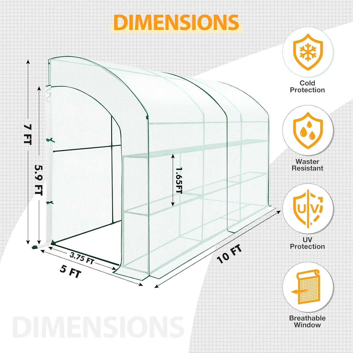 EAGLE PEAK 3 Tier Lean to Portable Greenhouse, Heavy-Duty Indoor & Outdoor Garden with Wire