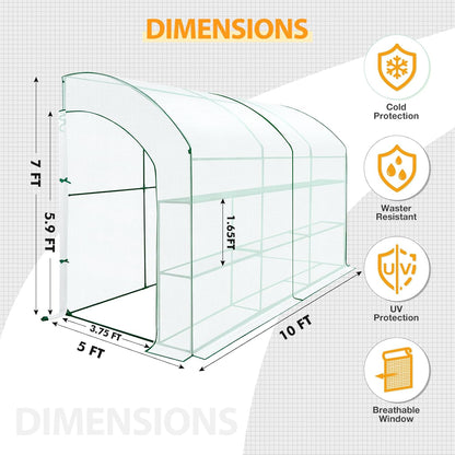EAGLE PEAK 3 Tier Lean to Portable Greenhouse, Heavy-Duty Indoor & Outdoor Garden with Wire