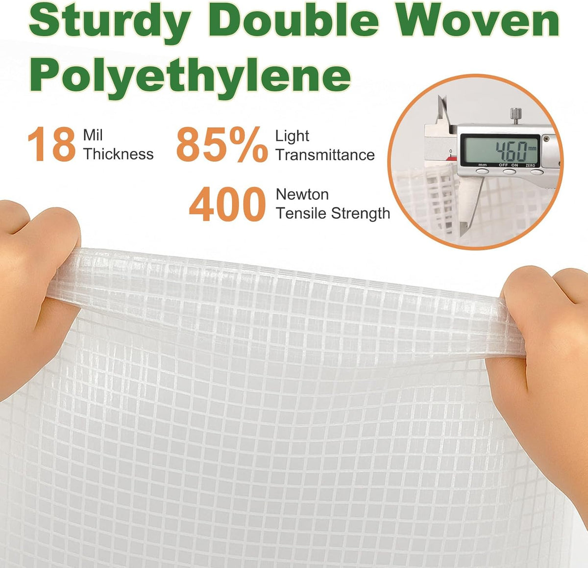 18 Mil Greenhouse Cover, 14x18 FT Clear Heavy Duty Greenhouse Tarp, UV Resistant Waterproof Green
