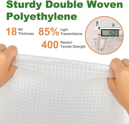 18 Mil Greenhouse Cover, 14x18 FT Clear Heavy Duty Greenhouse Tarp, UV Resistant Waterproof Green