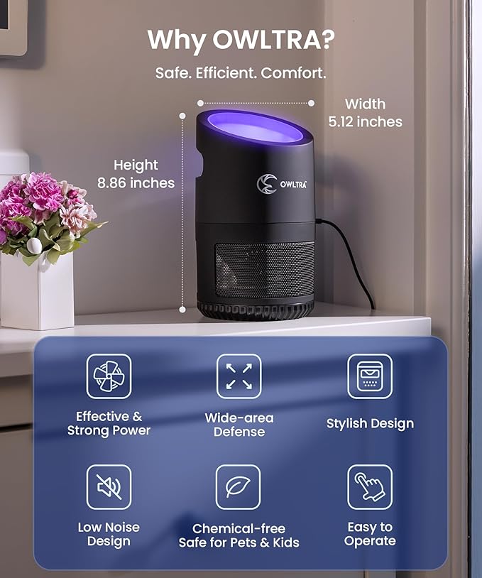 OWLTRA IMT-L70 Indoor Electric Insect Trap, Catcher & Killer Lamp for Fruit Flies, Mosquitos
