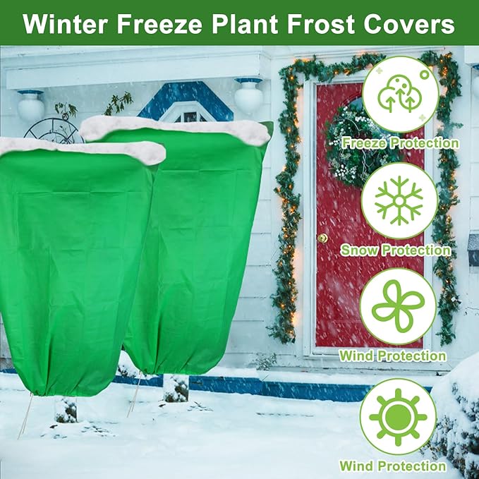 SPORTYOUTH 4 Pack Plant Covers Freeze Protection, 32" x 47.2" Winter Frost Blankets Cloth with