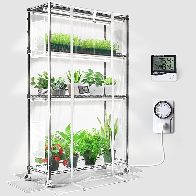 Barrina CX5Z Indoor Greenhouse with Grow Light, 6PCS 30W per Light Full Spectrum T8 Plant Lights