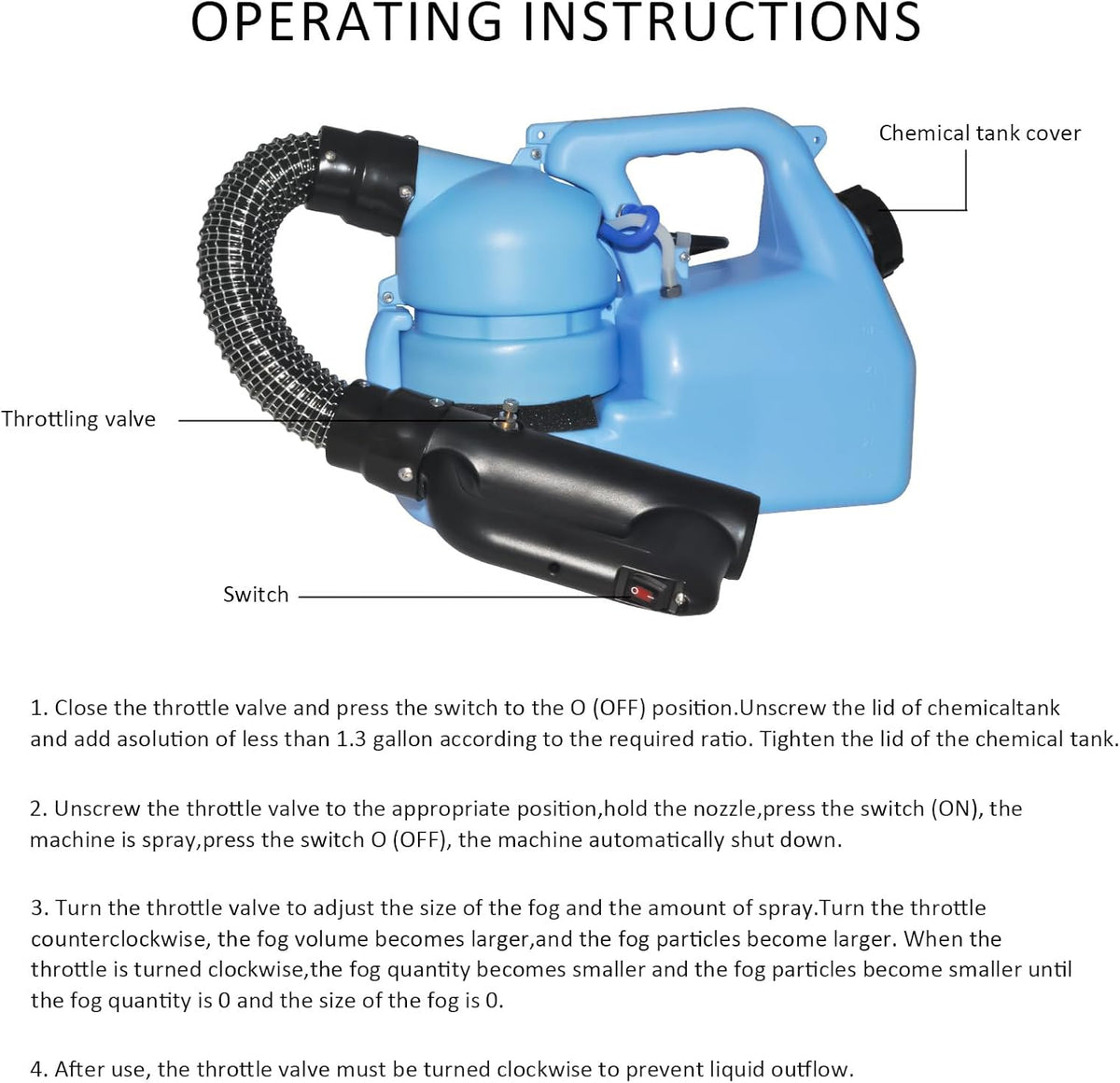 6L(1.59 Gallon) Electric ULV Cold Fogger Machine,Electric Atomizer Sprayer,Electric Fogger