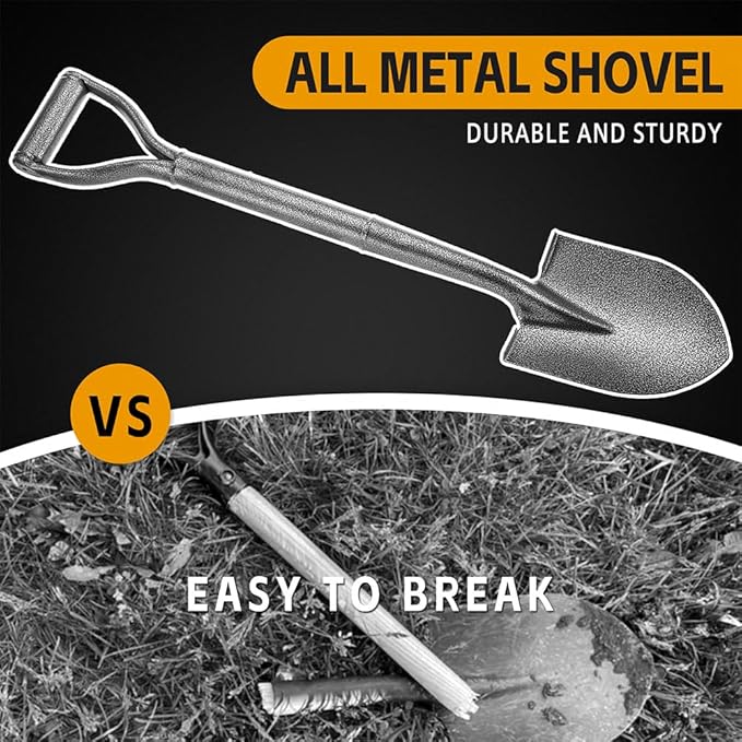All Metal Shovels for Digging Gardening - 30in Small Shovel Spade with Short D Handle and Steel