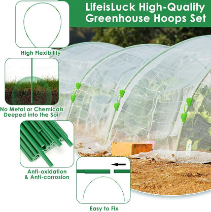 9 Sets Greenhouse Hoops for Raised Beds,45 Pcs Garden Hoops Grow Tunnel Rust-Free Fiberglass Garden