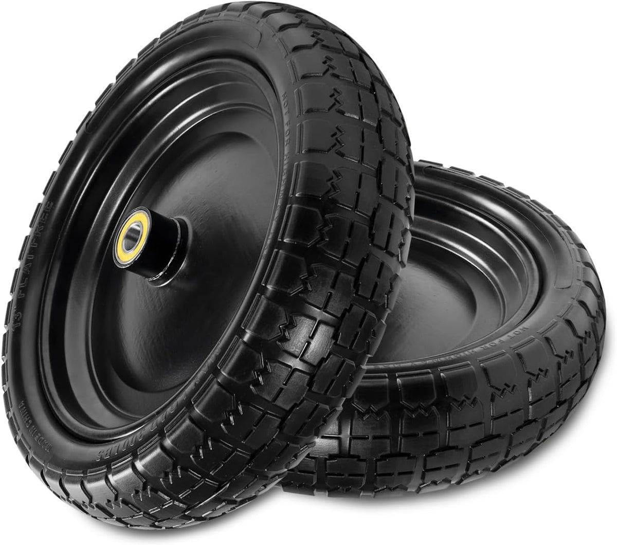 13" Tire Compatible with Gorilla Cart, 4.00-6 Flat Free Solid Tire and Wheel (Solid Polyurethane)