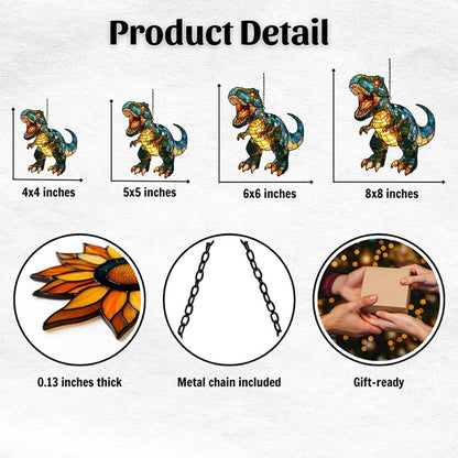 Fierce T-rex Acrylic Suncatcher Stained Glass Effect Window Car Hanging Christmas Ornament Indoor