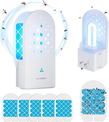 X-PEST Fly Trap Indoor, Gnat Traps with Light Tube, Plug in to Catch Flying Insects, Like Flies