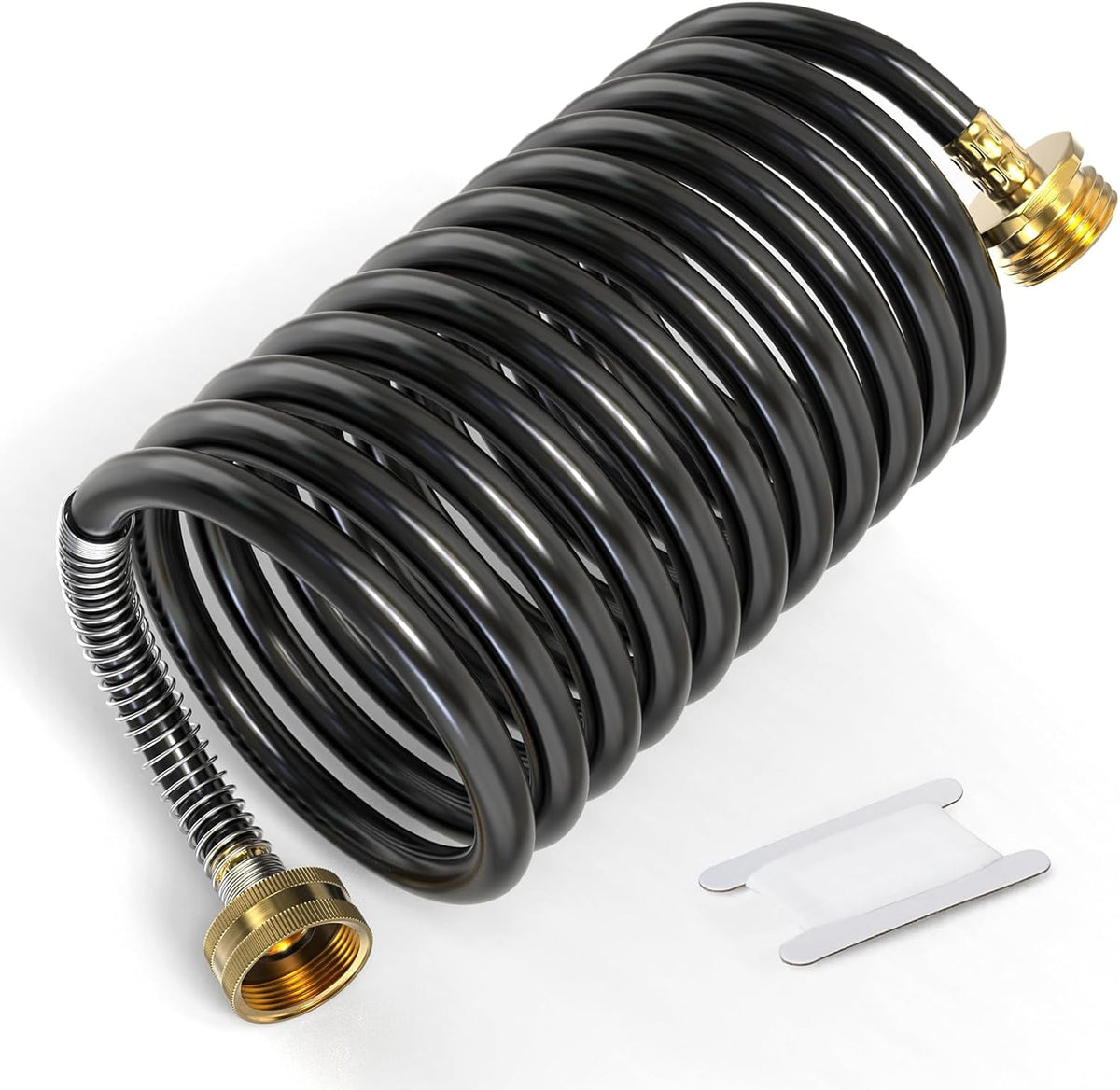 GASHER 10FT PU Recoil Garden Water Hose With 3/4" GHT Brass Fittings Retractable, Swivel Female For