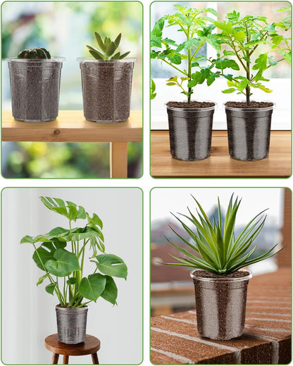 PACETAP 60Pack 3.5 Inch Reinforced Clear Nursery Pots with Drainage Holes, Variety Pack Plastic