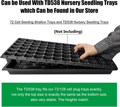 72 Cell Seed Trays, Thick Durable 72 Cell Plug Tray Seedling Plastic Nursery Tray for 1020 Flat
