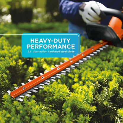 BLACK+DECKER 20V MAX Cordless Hedge Trimmer, Battery and Charger Included, 22 Inch Steel Blade