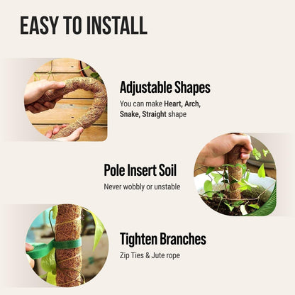 Moss Pole Monstera Plant Support – 2 Pack 28” Bendable Moss Pole Monstera Plant Support, Plant