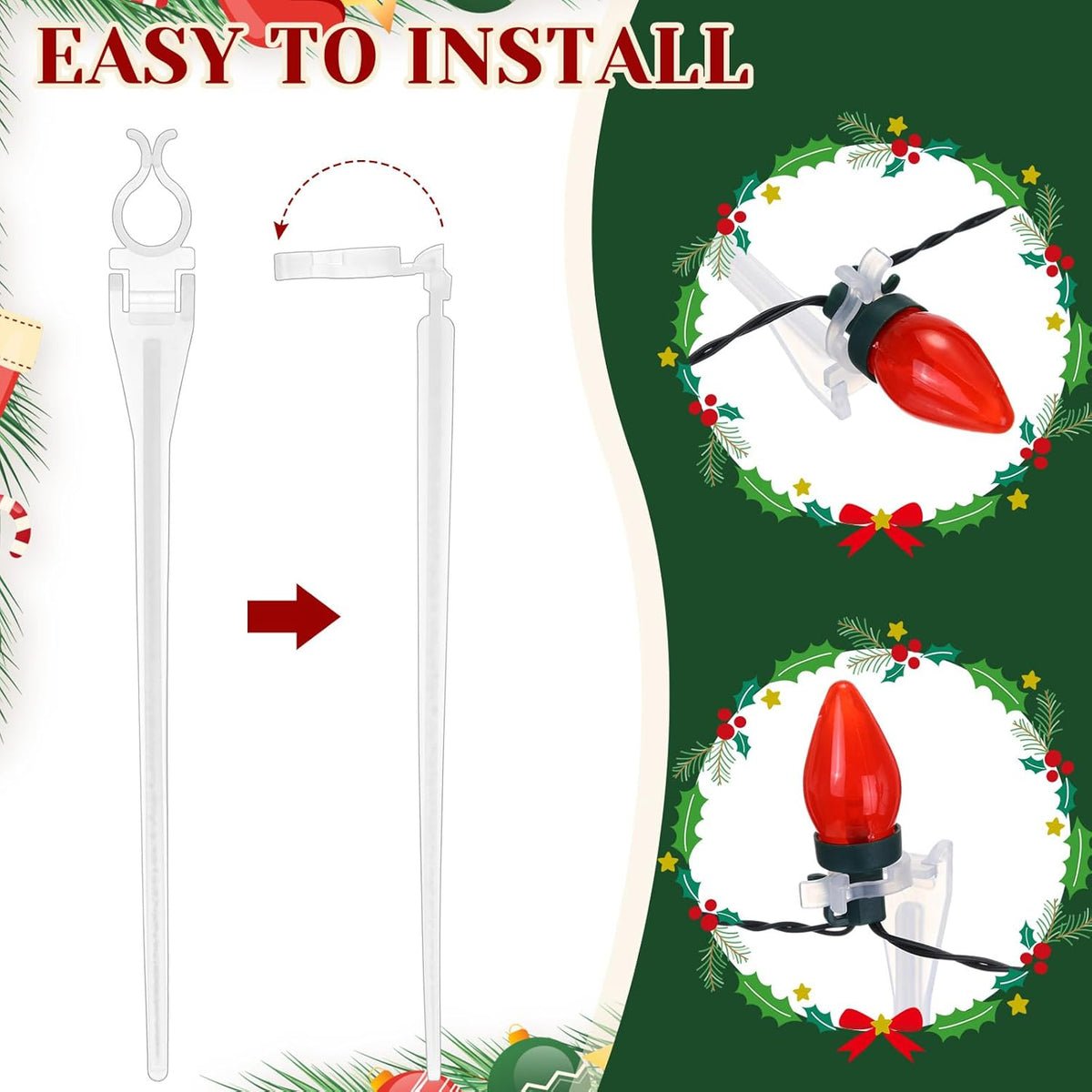 Jetec 400 Pieces Christmas Light Stakes Universal Yard Lawn Holiday 7.5 Inches Light Ground Stakes