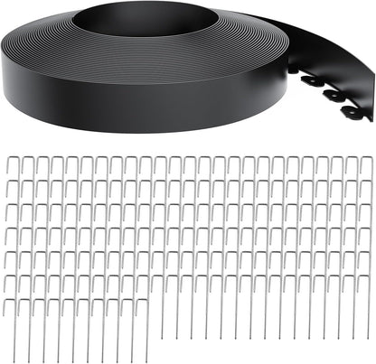 Landscape Edging 4 Inch Tall 150FT with 160Pcs Metal Spikes, Plastic Garden Edging Border Landscape