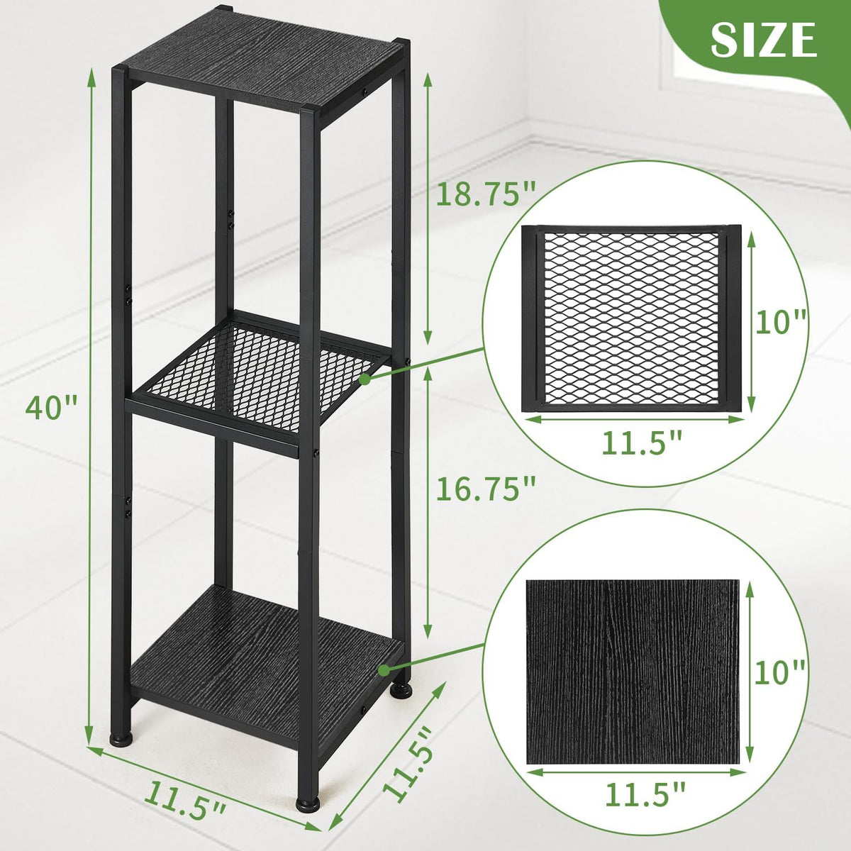 Extra Tall Plant Stand Indoor,40 Inch Plant Stands,3 Tier Metal Plant Stand with Heavy Duty Wood