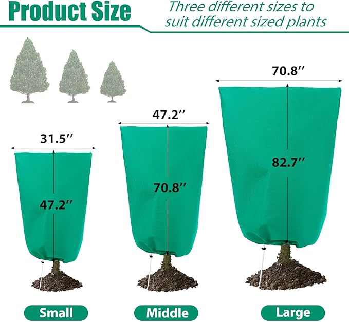 4 Pack Plant Covers Freeze Protection for Winter, 2.2oz/yd² Frost Blankets Cloths With