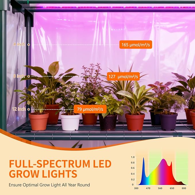 Indoor Greenhouse with Grow Light, 5-Tier Mini Greenhouse 35.4"x19"x74.8" Small Greenhouse with
