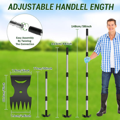 Weed Puller Tool with Long Handle – 2-in-1 Handle Garden Hoe and Weed Rake, Hoe Garden Tool for