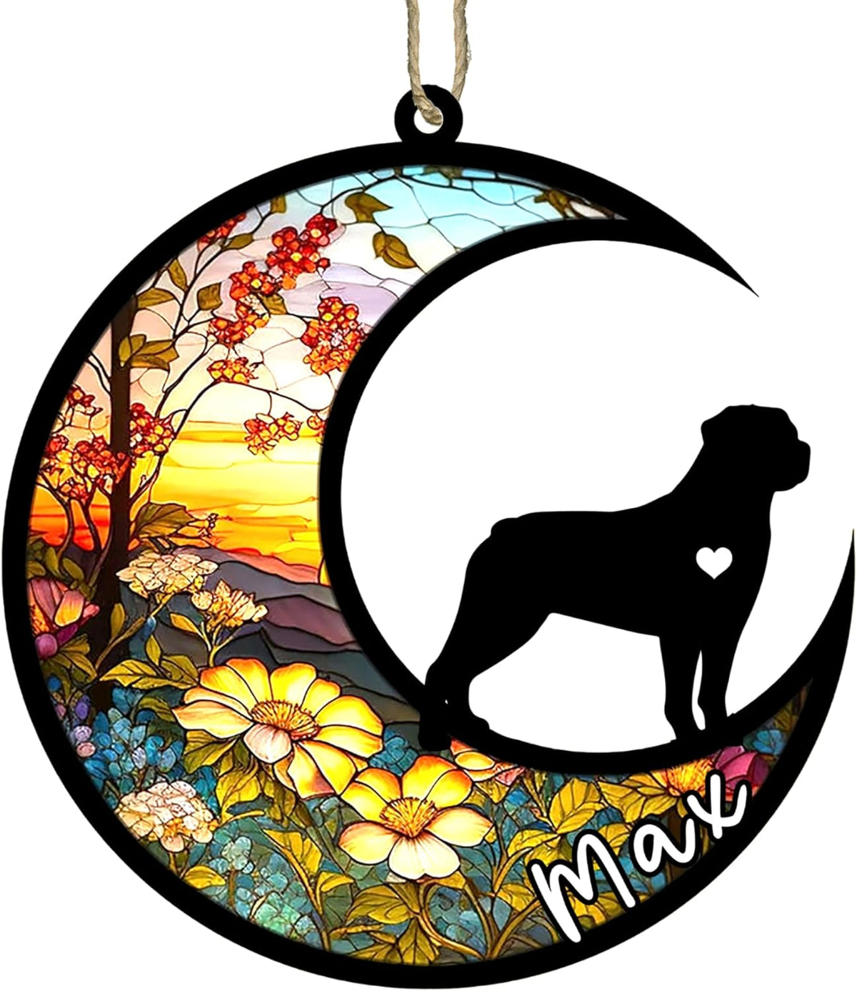 Personalized Dog Memorial, Custom Name Rottweiler (Tan) Dog Christmas Ornament with Name, Custom