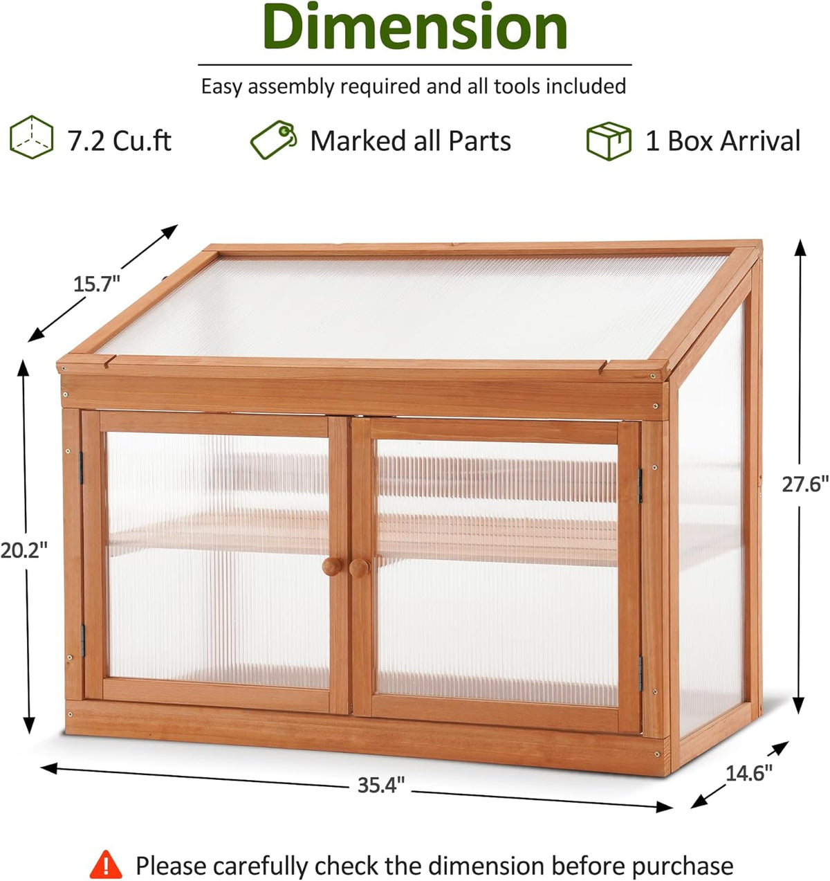 MCombo 2-Tier Wooden Cold Frame Garden Greenhouse Raised Flower Planter Shelf Bed Protection